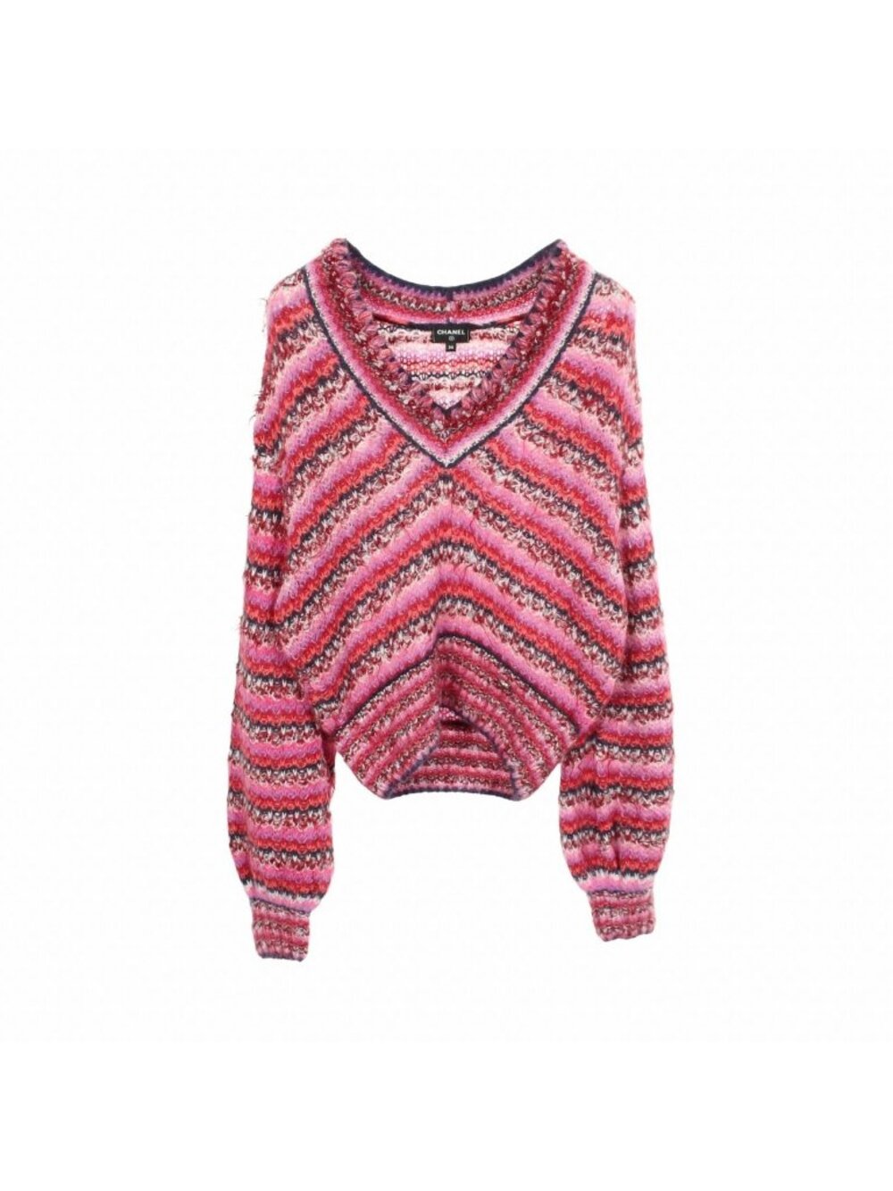 Chanel Knit Top CC Logo Button Silk Purple Multi-Color